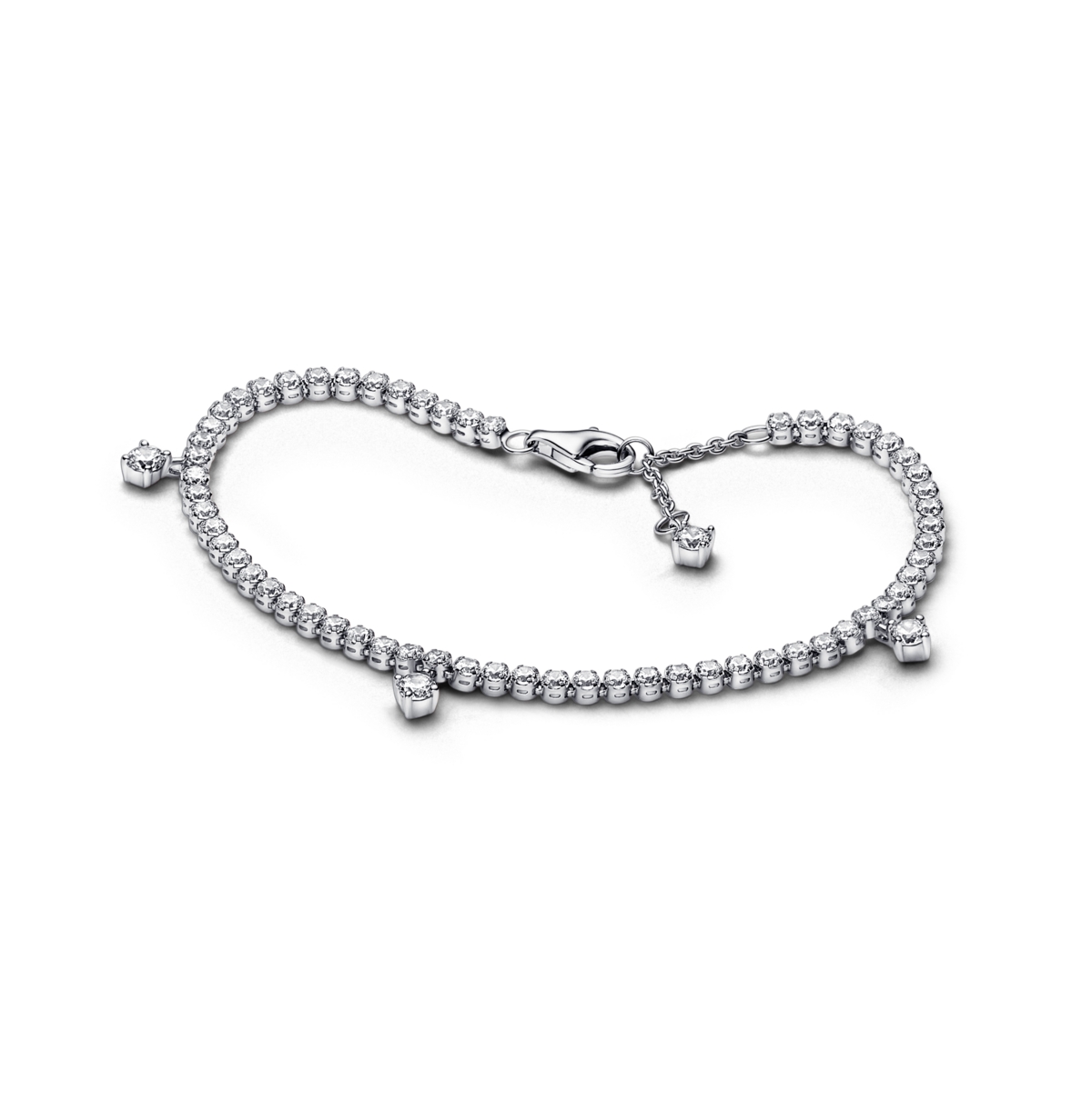 Pandora Sterling Silver Sparkling Drops Tennis Bracelet In Sterling Silver