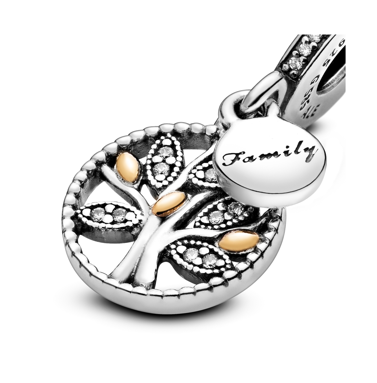 Pandora Sparkling Family Tree Dangle Charms In Two-tone