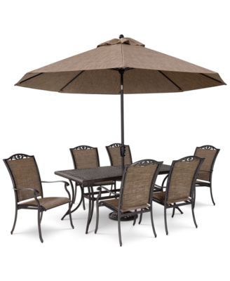 Wythburn Outdoor Dining 7pc Set (72"x38" Table & 6 Filigree Sling Dining Chairs)