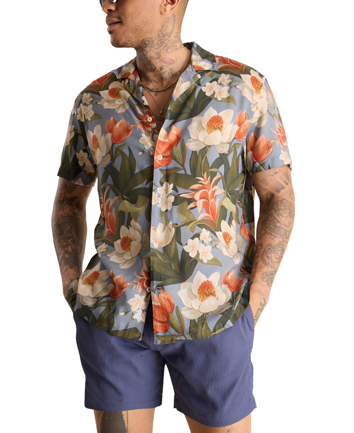 Men's Georgia Floral Sunday Shirt - Blue/green Multi