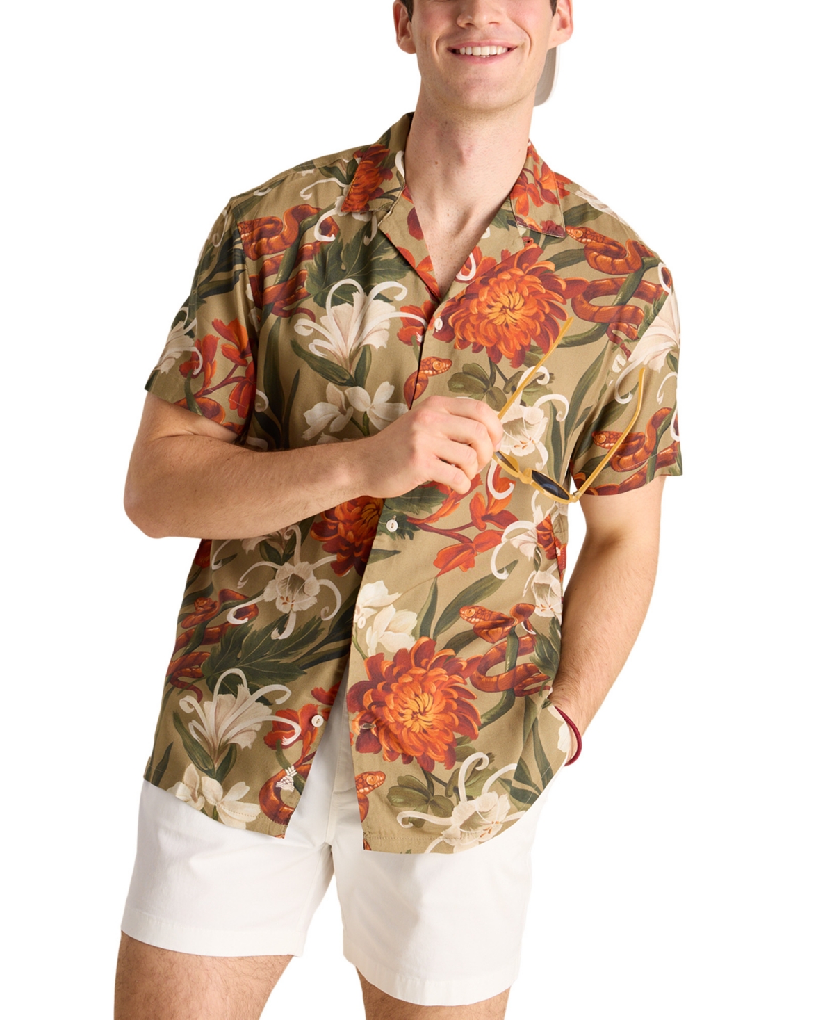Men's Grandma's Couch Floral Sunday Shirt - Red/tan Multi