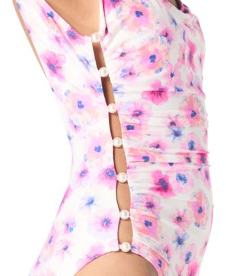 Women's Side-Cutout Floral-Print Swimsuit