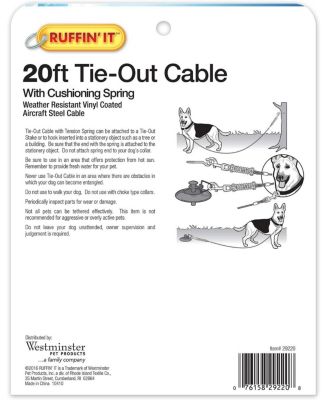 Tie Out Cable: 1700# Strength - 20FT