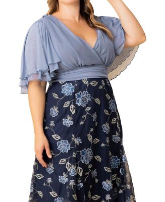 Plus Size Lillian Embroidered Mesh Midi Cocktail Dress