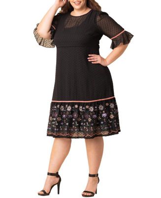 Plus Size Mesmerizing Embroidered Cocktail Midi Dress