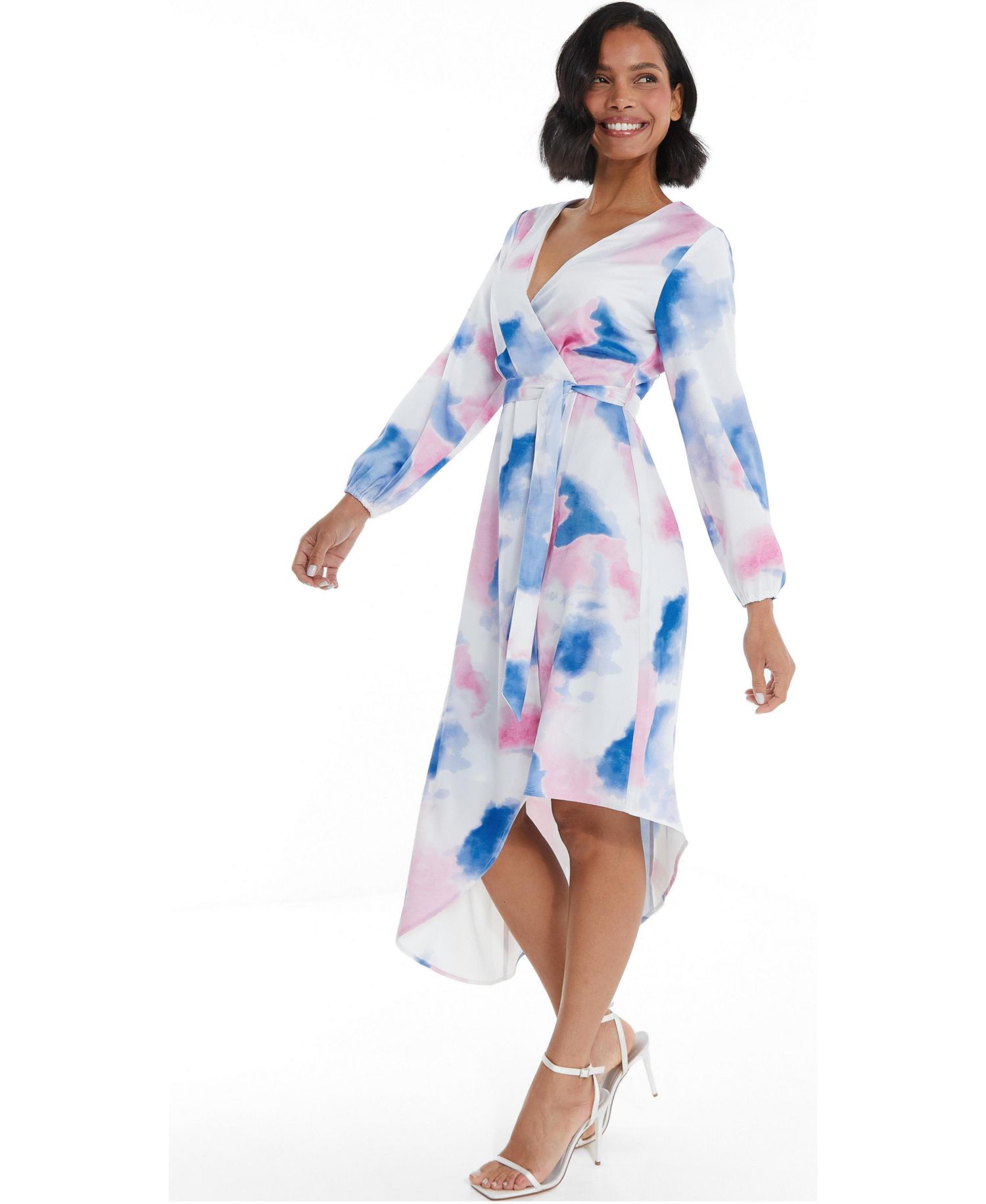 Women's Satin Asymmetric Wrap Dress
