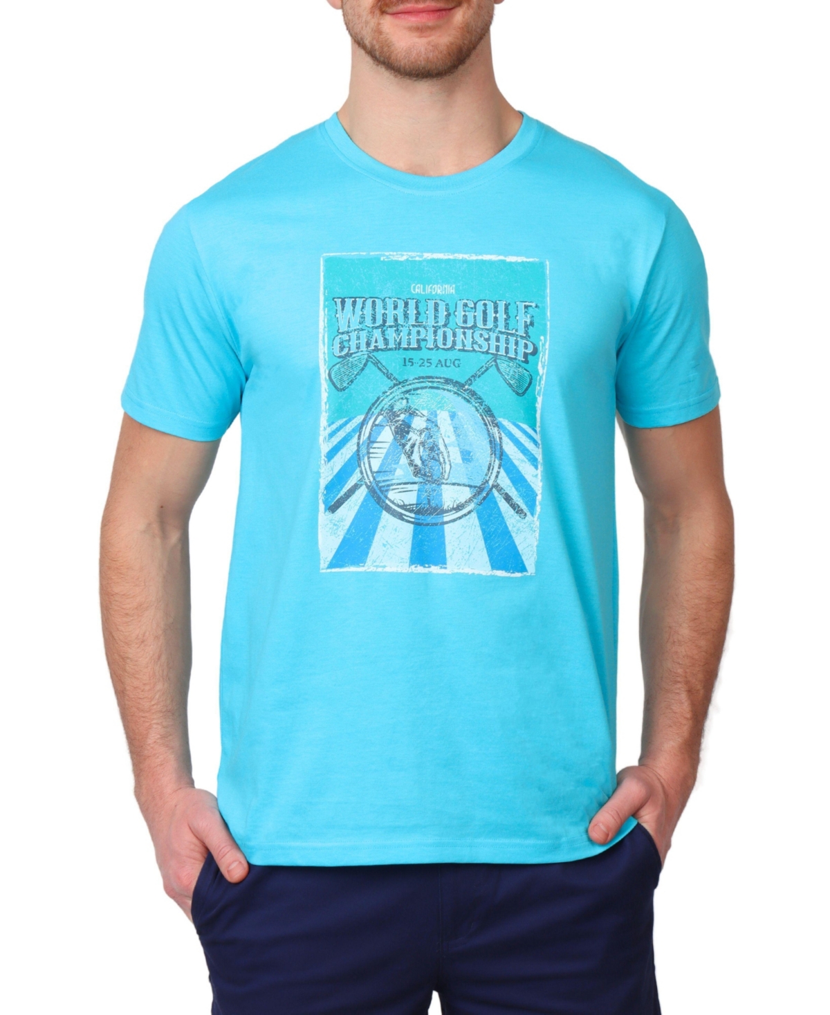 Men's World Golf Vintage Graphic T-Shirt - Aqua pool