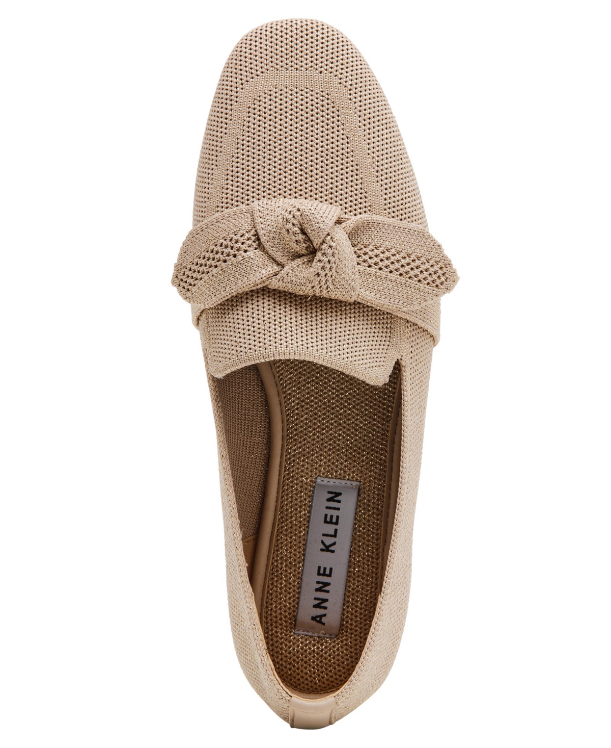 Anne Klein Women's Tanya Bow Knit Slip On Loafers In Gold Knit