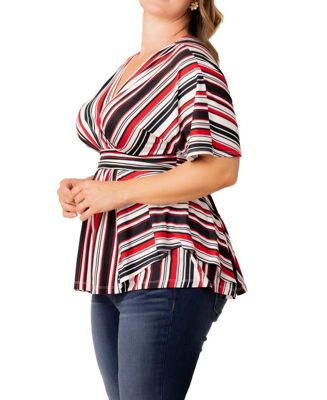 Plus Size Boulevard Short Sleeve Stripe Top