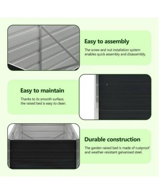 Raised Garden Bed Galvanized Steel Outdoor Planter, 157.5" x 31.5" x 17.7"