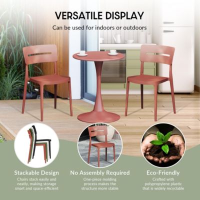Modern 5-Piece Resin Patio Dining Table Set with Stackable Patio Dining Chairs