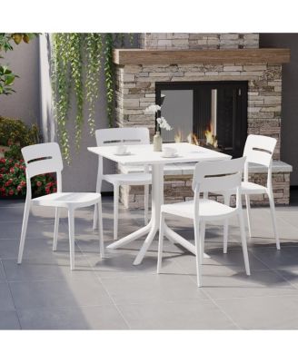 Modern 5-Piece Resin Patio Dining Table Set with Stackable Patio Dining Chairs