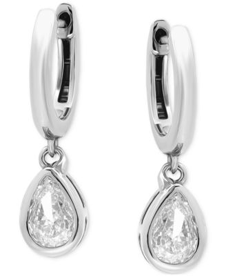 Cubic Zirconia Teardrop Huggie Earrings