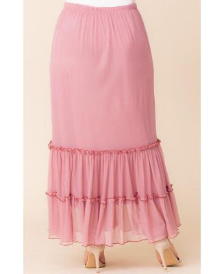 Plus Size Isla Tiered Mesh Maxi Skirt