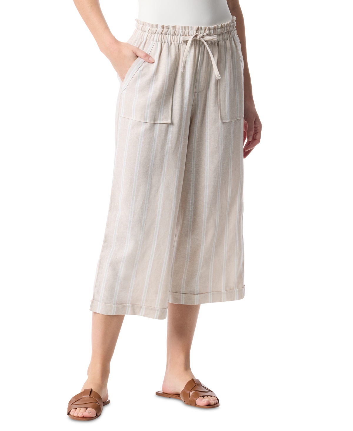Gloria Vanderbilt Rainey Pull-on Wide-leg Cropped Pants In Neutral