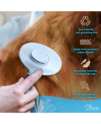 Beige Self-Cleaning Pin Slicker Brush, Retractable Head, Eco-Friendly Grooming Tool for Dogs and Cats