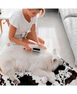 Beige Double-Sided Oval Grooming Brush, Eco-Friendly Pet Brush for Dogs and Cats