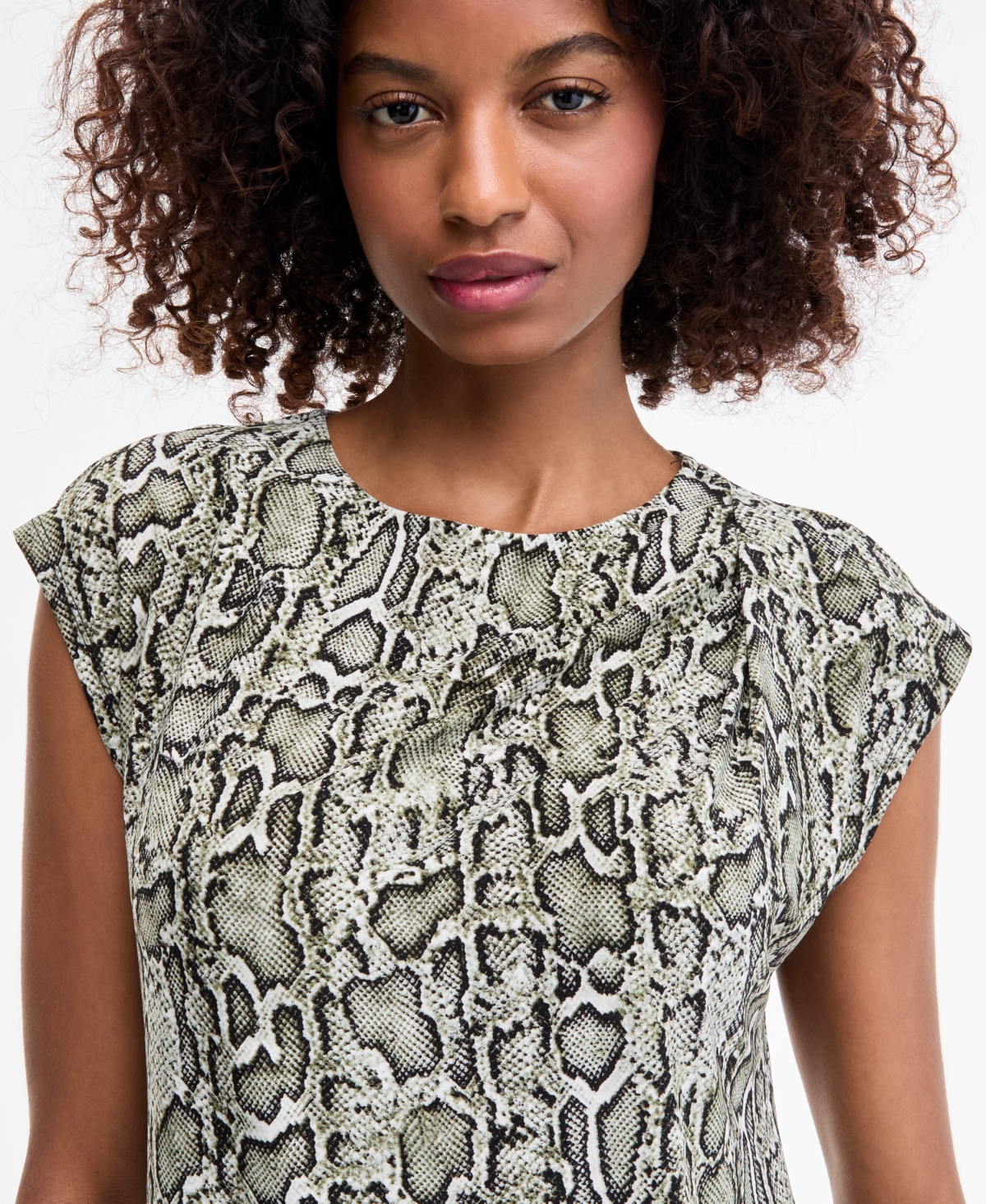 Anne Klein Women's Printed Cap-sleeve Blouse