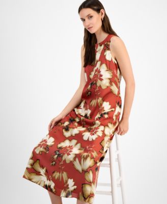Women's Printed Sleeveless Midi Dress