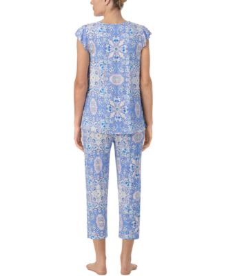 Women's Printed Short-Sleeve Cropped Pajama Set
