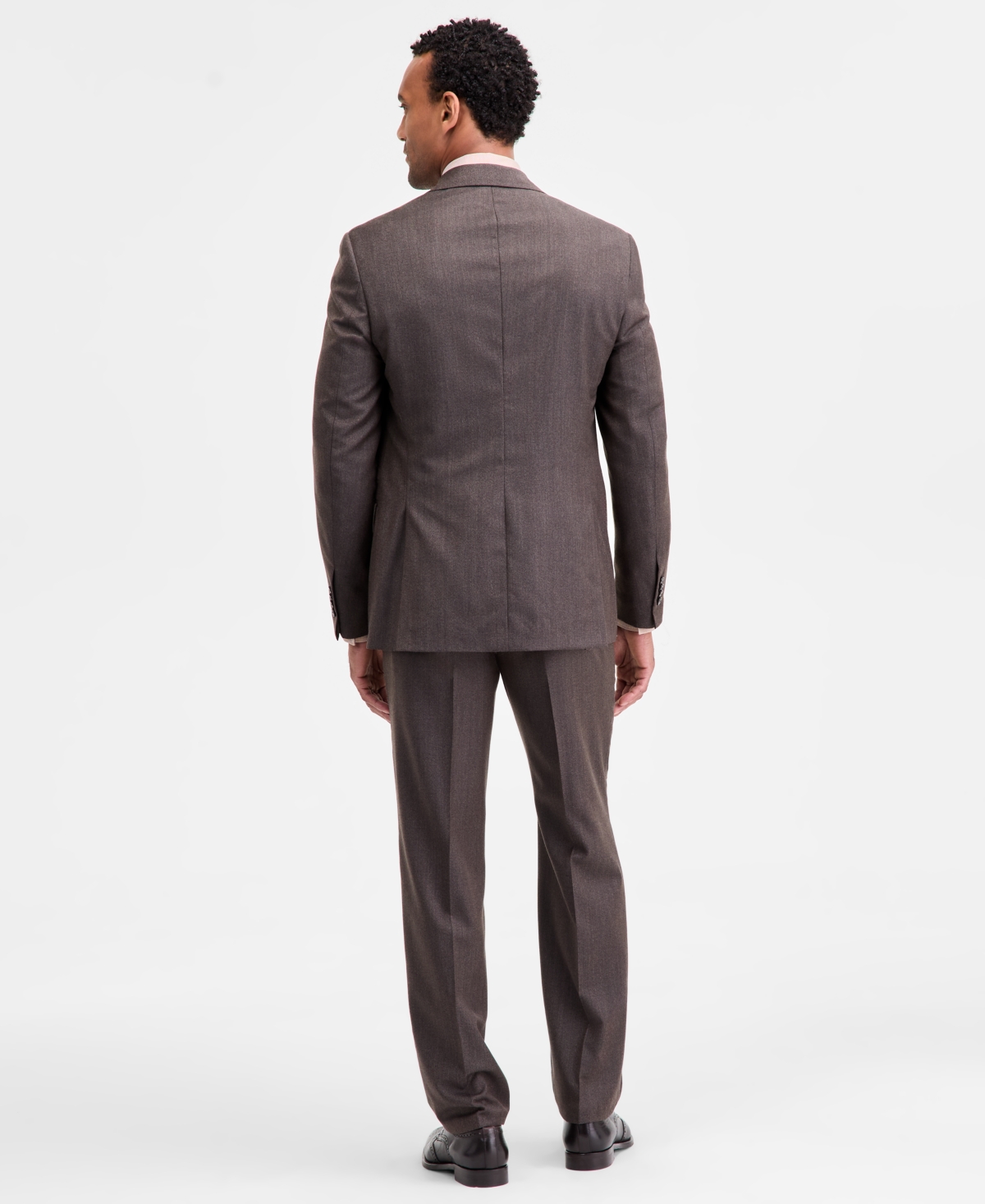 Men's Classic-Fit Wool-Blend Suit Separate Jacket - Brown Twill