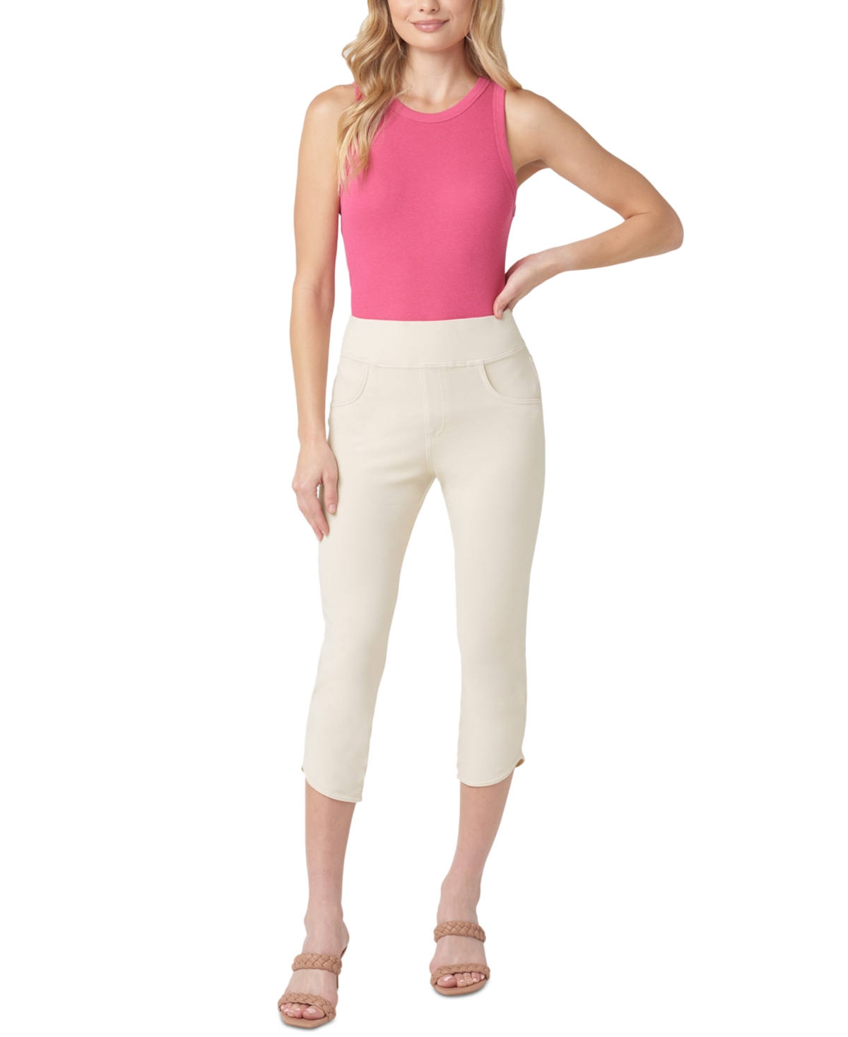 Hue Women's Game Changing Tulip-hem Denim Capri Leggings In Pumice Stone