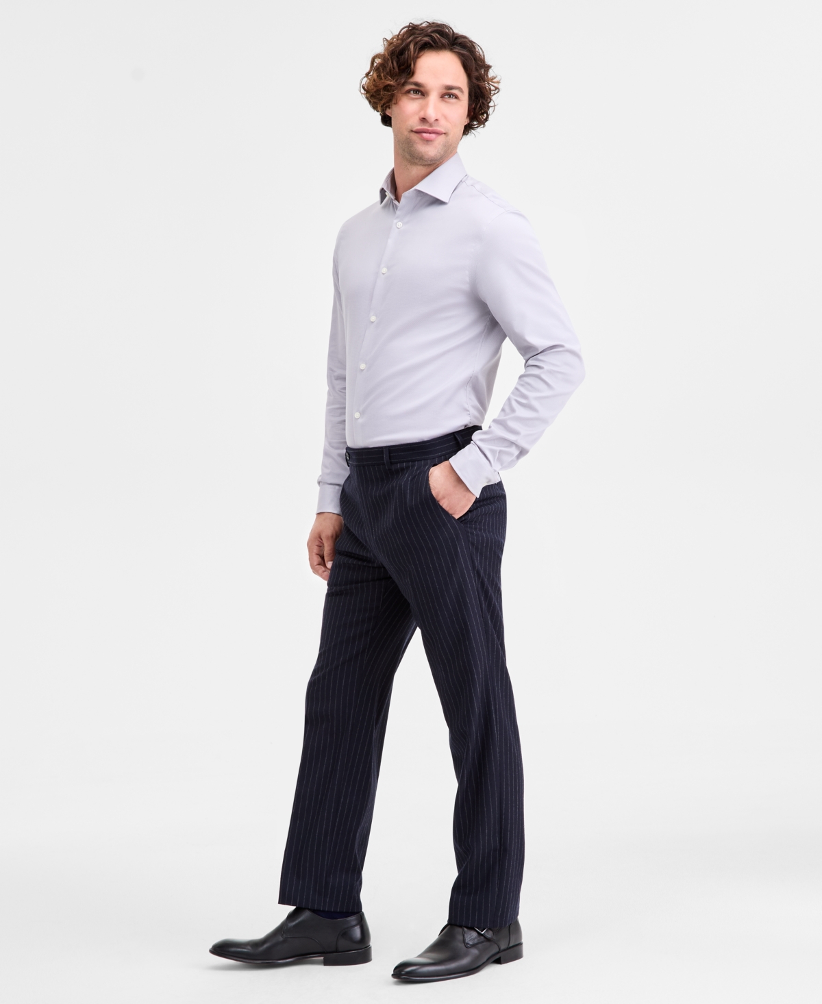 Michael Kors Men's Classic-fit Wool-blend Pinstripe Suit Separate Pants In Blue