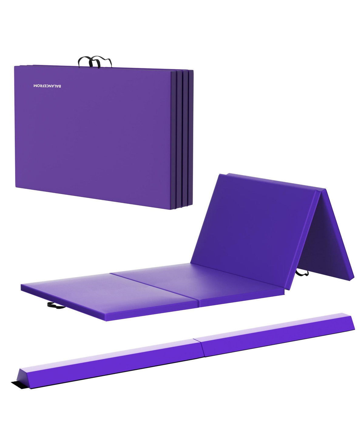 Gymnastics Mat with Sectional Floor Balance Beam, Purple