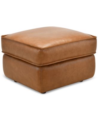 Glympton 26" Leather Ottoman, Exclusively at Macy's
