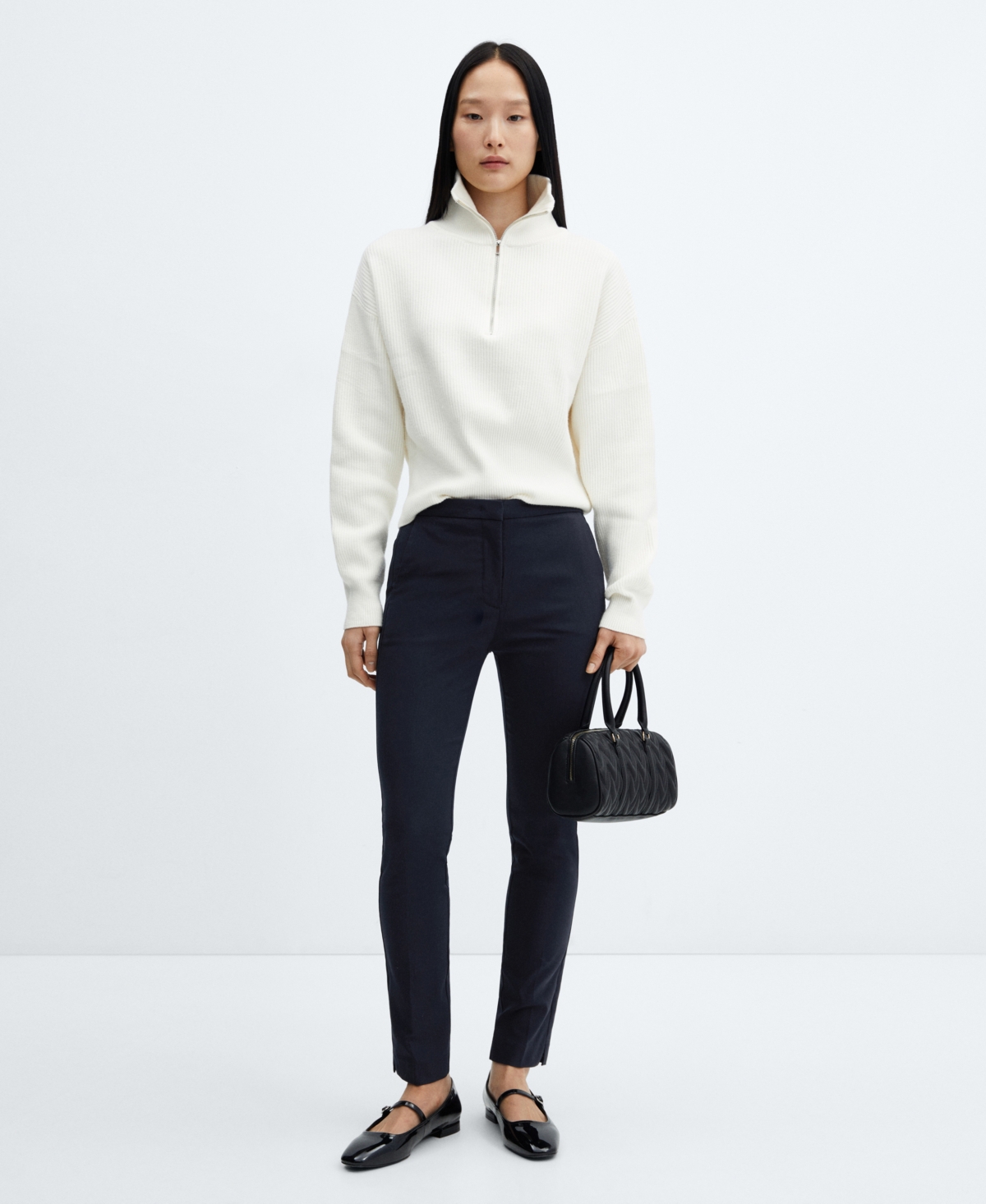 Mango Women's Cropped Slim Fit Pants In Blue