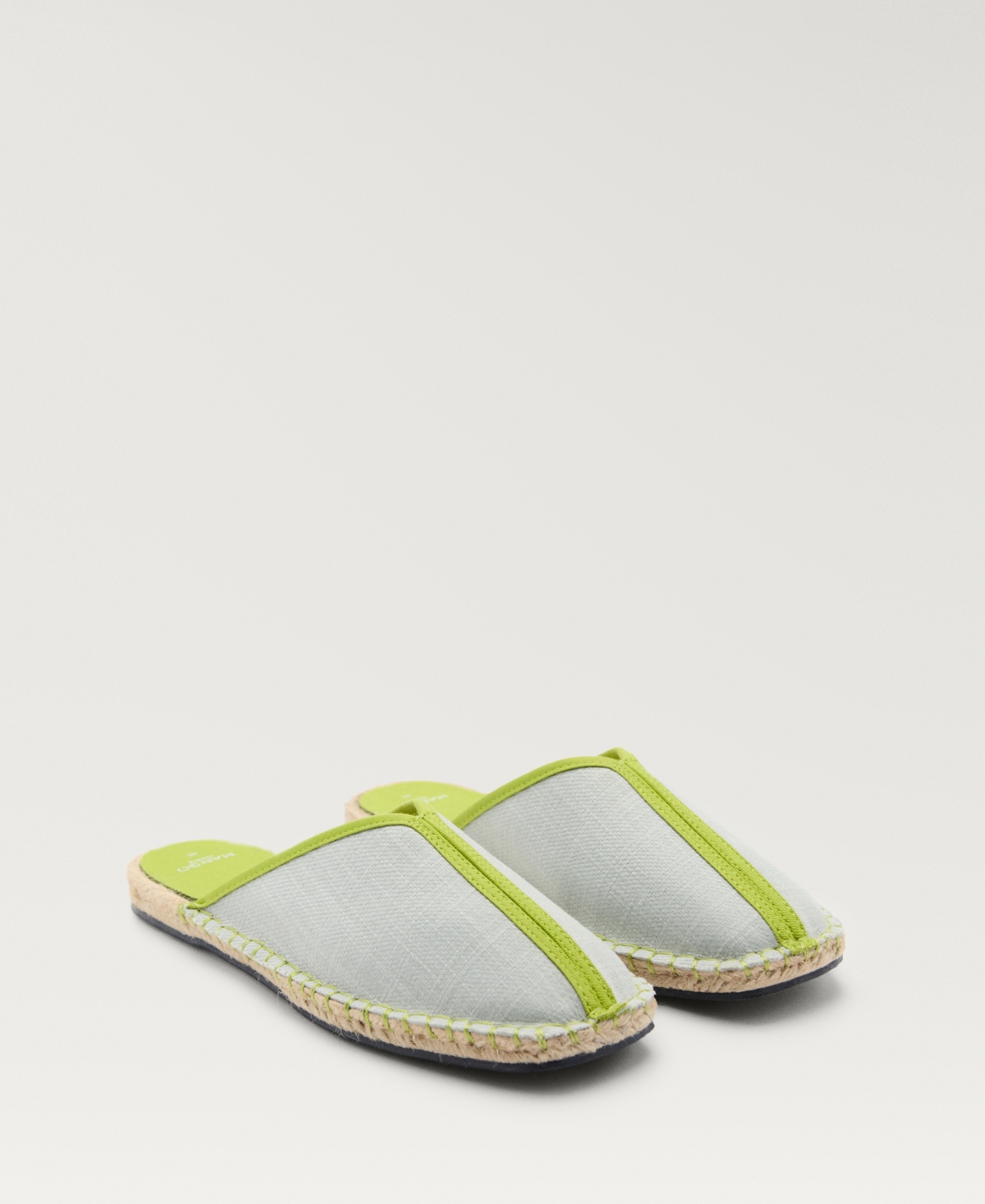 Mango Women's Contrast Stitch Espadrille Slip-ons In Pastel Green
