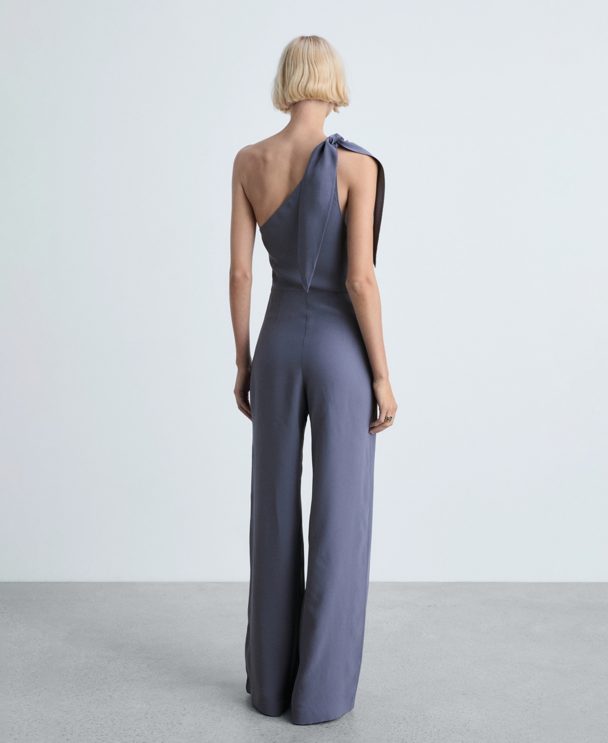Mango Women's Asymmetrical Satin Jumpsuit In Charcoal
