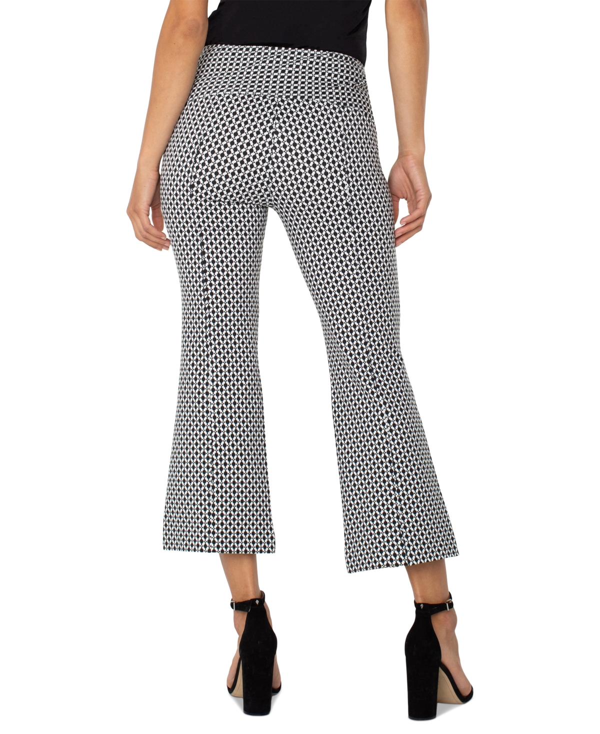 Liverpool Los Angeles Stella Geo Print Pull-on Kick Flare Knit Pants In Black,white Batik