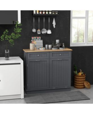 Kitchen Tilt Out Trash Cabinet with 2 Drawers and Adjustable Shelf