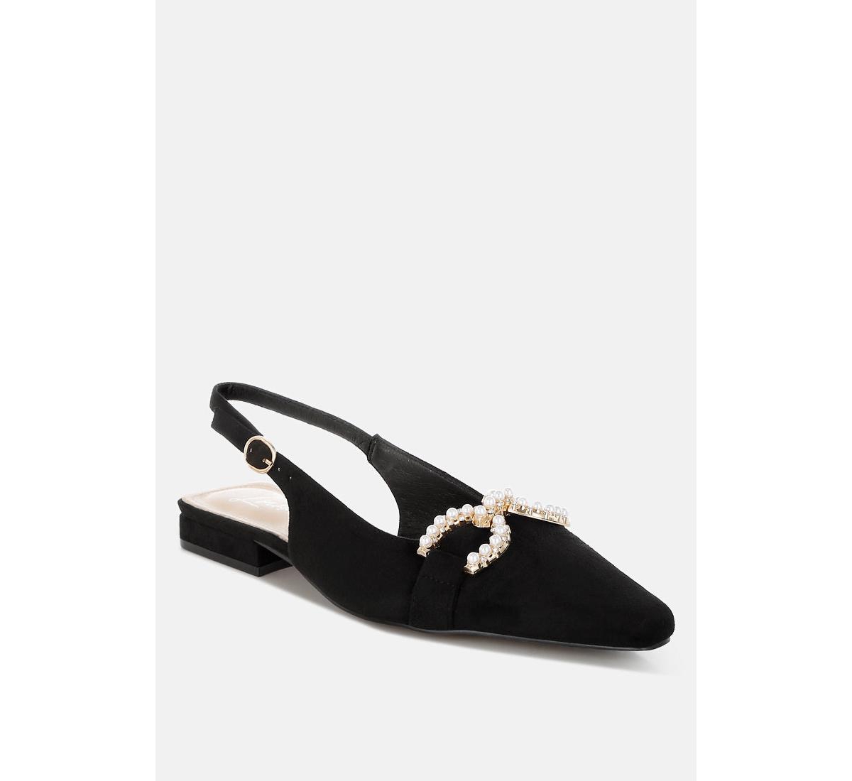 Salova Pearl-Studded Horsebit Flats - Beige