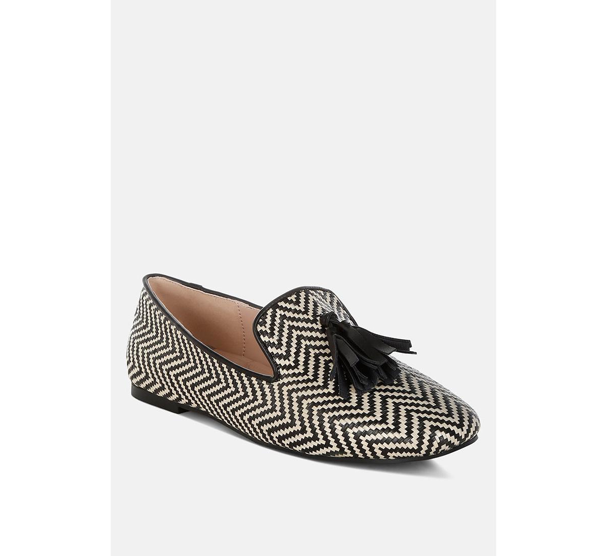 Dara Raffia Tassels Detail Loafers - Beige