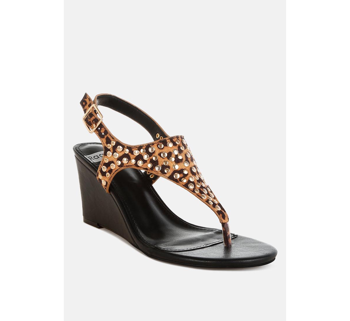 Oidah Leopard Print Studded Wedges - Leopard