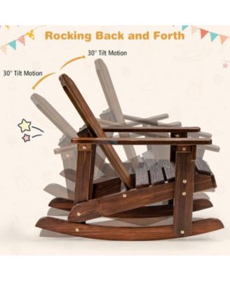 Outdoor Wooden Kid Adirondack Rocking Chair with Slatted Seat