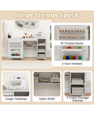 Multifunctional Folding Sewing Machine Craft Station with Storage Shelves