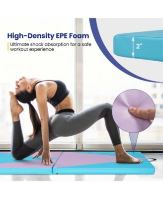 4-Panel PU Leather Folding Exercise Gym Mat with Hook and Loop Fasteners