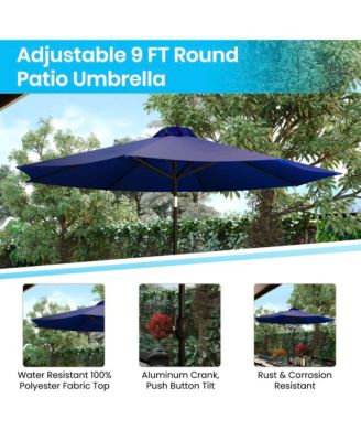 Bali 9' Round Uv Resistant Outdoor Patio Umbrella With Height Lever And 33° Push Button Tilt