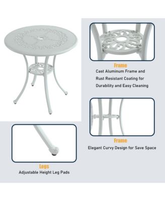 25 Inches Outdoor Bistro Table with Umbrella Hole Cast Aluminium Patio Dining Table Outdoor Round Bistro Table, Bronze