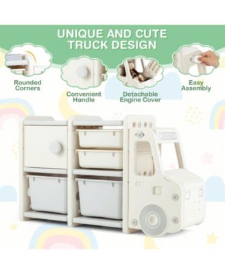 Toddler Truck Storage Organizer with Plastic Bins
