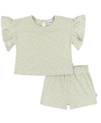 Baby Girls 2-Piece Shirt and Shorts Set, Pink Flower, 18 Months