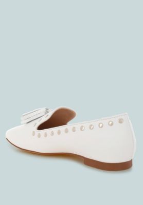 Rag and Co Womens Philoha Studs and Tassels Detail Flat Loafers