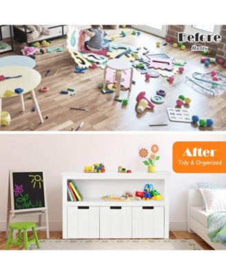 Kid Toy Storage Cabinet 3 Drawer Chest with Wheels Large Storage Cube Shelf