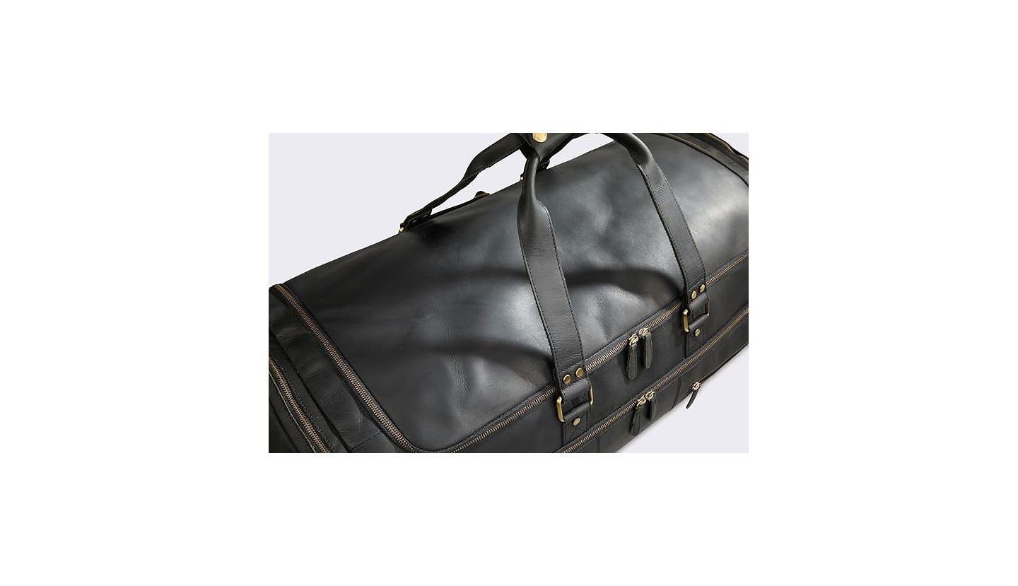 Мужская сумка Luxorro 100% Full Grain Leather Duffel - Only Duffel You will Need, цвет: Чёрный — фото 4