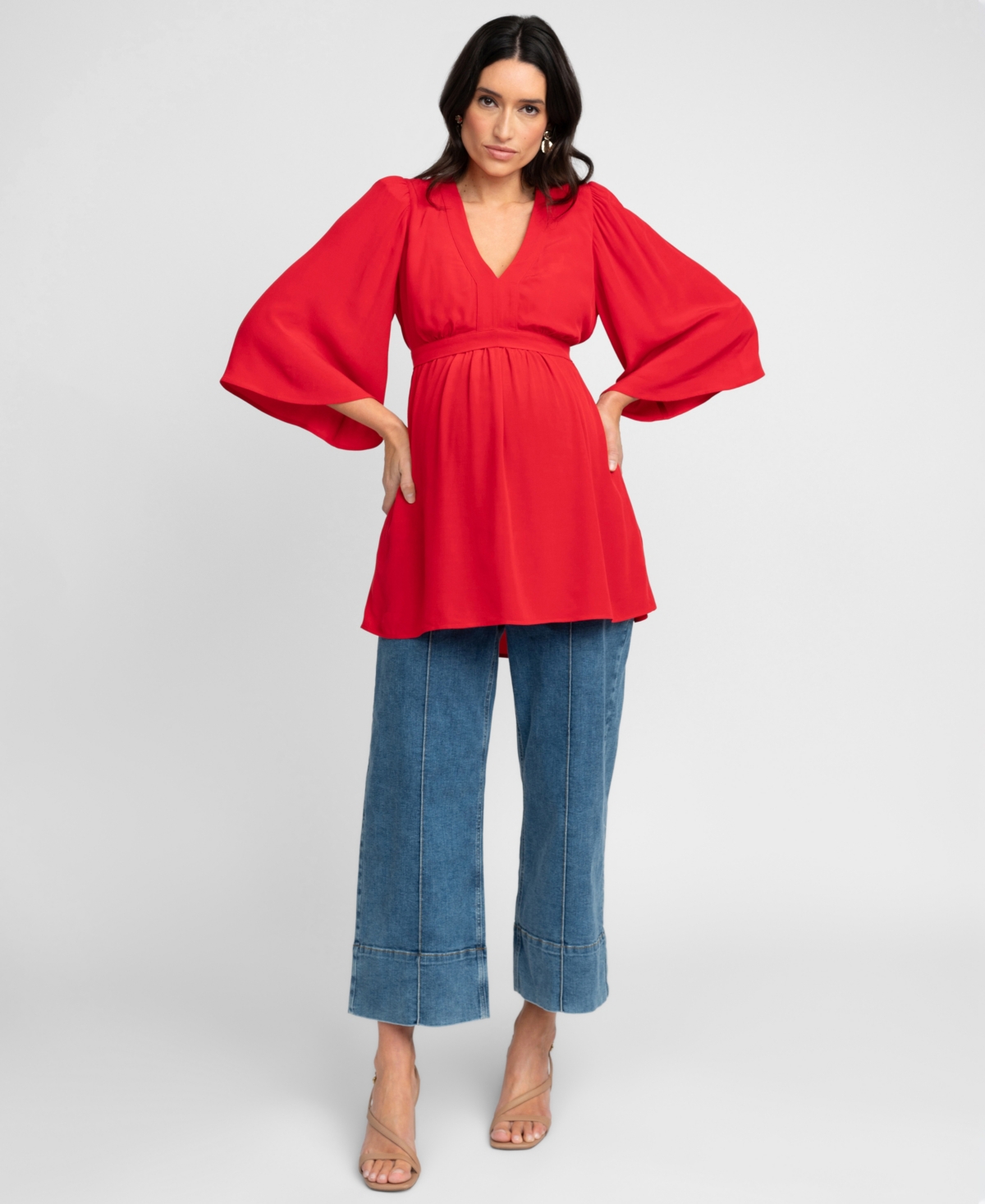 SERAPHINE WOMEN'S MATERNITY FLUTTER SLEEVE WRAP TOP 