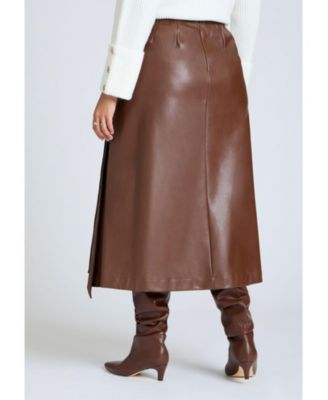Women's Double Belt Wrap Faux Leather Skirt
