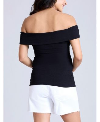 Maternity Rib Knit Short Sleeve Off The Shoulder Top - Motherhood
